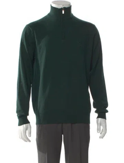 Pre-owned Billionaire Virgin Wool Mock Neck Polo Sweater In Green