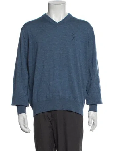 Pre-owned Billionaire Virgin Wool V-neck Pullover In Blue