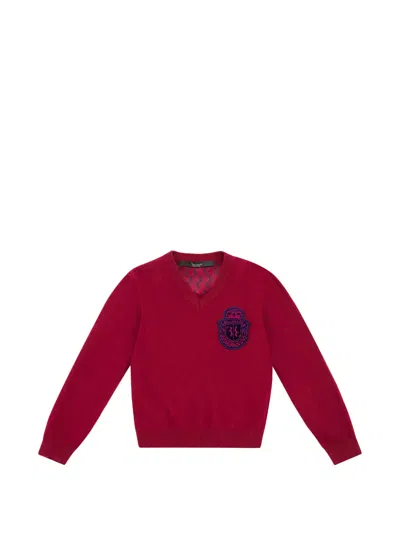 Billionaire Kids' V-neck Sweater In Red