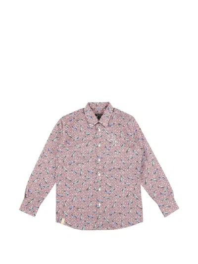 Billionaire Kids' Wakefield Car-print Shirt In Red