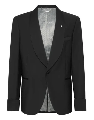 Billionaire Wool And Satin Regular Fit Tuxedo Blazer Men In Black