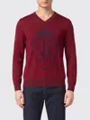 Billionaire Wool And Silk V-neck Jumper With A Jacquard Crest Logo In Burgundy