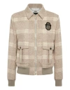 Billionaire Check-crest Bomber Jacket In Brown