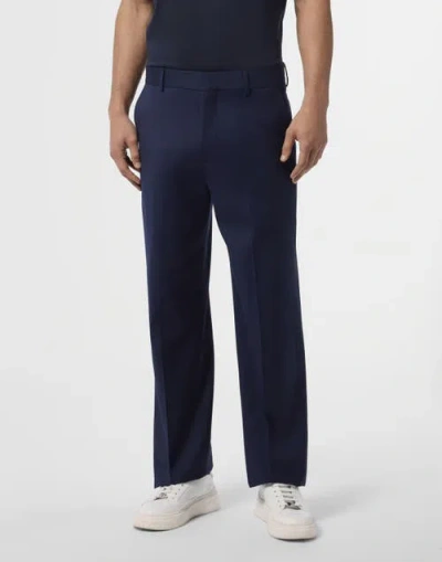 Billionaire Wool Loose Fit Trousers Men In Blue