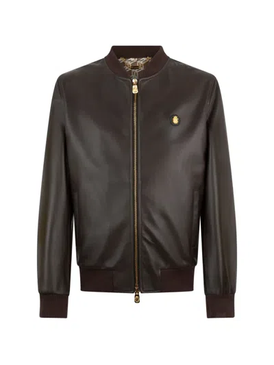 Billionaire Zip-fastening Leather Jacket In Brown