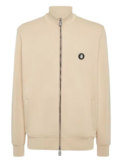 Billionaire Zip-fastening Logo-patch Tracksuit Jacket In Neutral