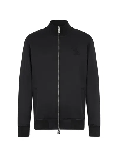 Billionaire Zip-up Embroidered Sweatshirt In Black