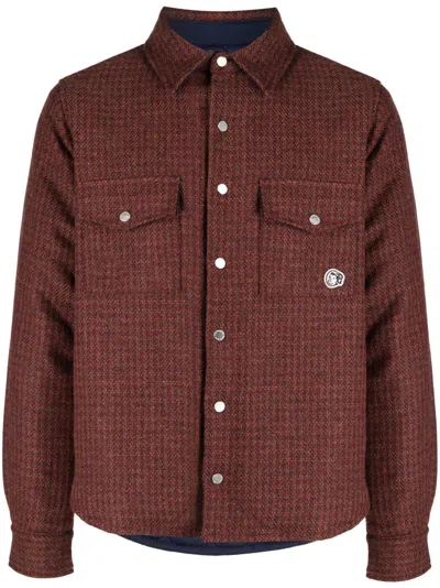 Billionaire Boys Club Arch Logo-print Checked Jacket In Burgundy