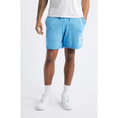 Billionaire Boys Club Bb Cubic Cotton Pointelle Knit Drawstring Shorts In Little Boy Blue