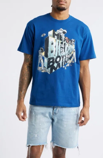 Billionaire Boys Club Bb Diamond Wall Graphic T-shirt In Navy Peony