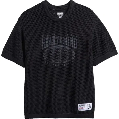 Billionaire Boys Club Bb Mercer Short Sleeve Crop Chunky Cotton Sweater In Black