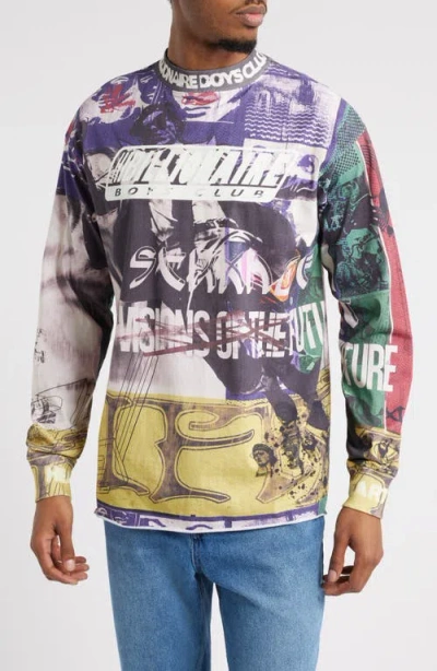 Billionaire Boys Club Bb Motto Long Sleeve Mock Neck T-shirt In White