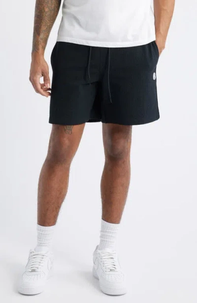 Billionaire Boys Club Bb Solar Cotton Seersucker Drawstring Shorts In Black