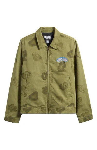 Billionaire Boys Club Bb Workman Cotton Herringbone Zip Jacket In Loden Green