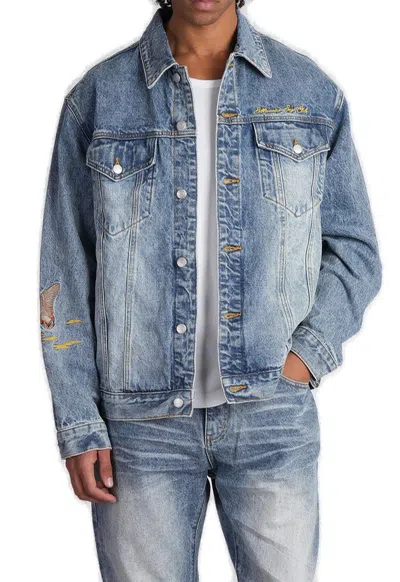 Billionaire Boys Club Duck-embroidered Denim Jacket In Blue