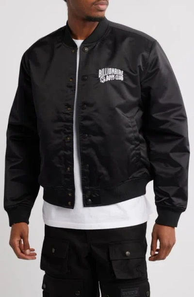 Billionaire Boys Club Globetrotter Nylon Satin Bomber Jacket In Black