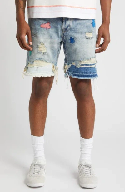 Billionaire Boys Club Horizon Distressed Denim Shorts In Blue Glow