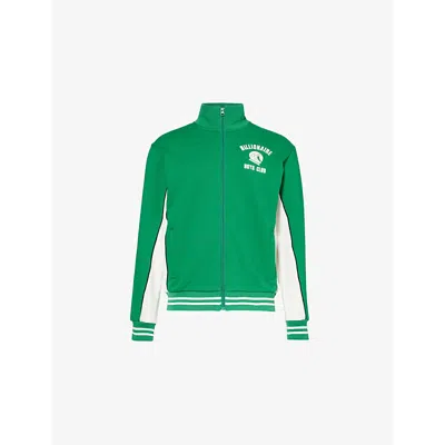 Billionaire Boys Club Mens Green Logo-print Funnel-neck Cotton-jersey Sweatshirt