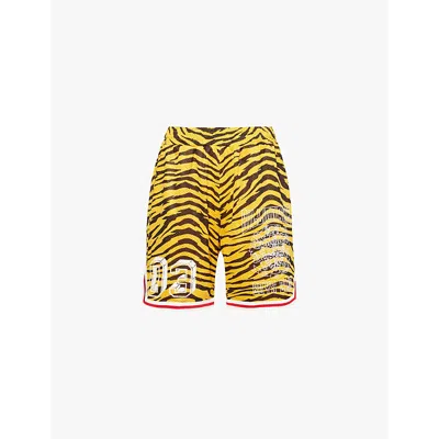 Billionaire Boys Club Mens Orange Black Crest Basketball Stripe-print Regular-fit Woven Shorts