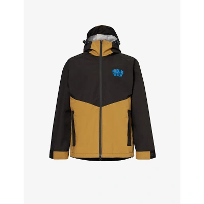 Billionaire Boys Club Mens Brown Colour-blocked Funnel-neck Relaxed-fit Shell Hooded Rain Jacket