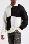 Billionaire Boys Club Mustang Colorblock Cotton Polo Sweatshirt In Whisper White