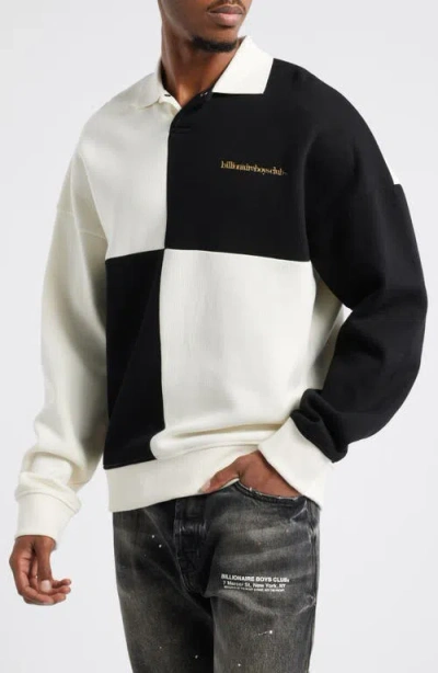 Billionaire Boys Club Mustang Colorblock Cotton Polo Sweatshirt In Whisper White