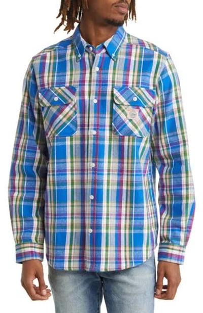 Billionaire Boys Club Shibuya Plaid Cotton Button-down Shirt In Turkish Sea