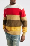 Billionaire Boys Club Sunset Stripe Embroidered Graphic Crewneck Sweater In Whisper White