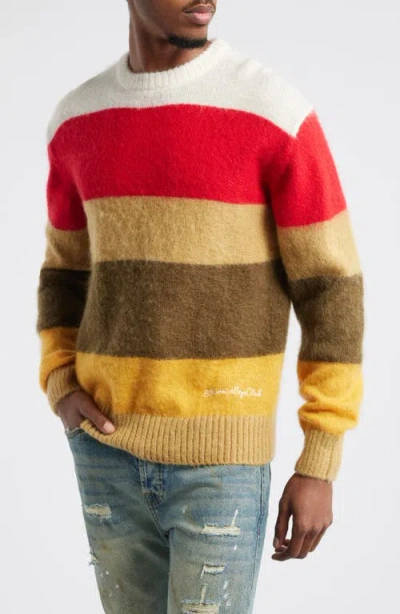 Billionaire Boys Club Sunset Stripe Embroidered Graphic Crewneck Sweater In Whisper White