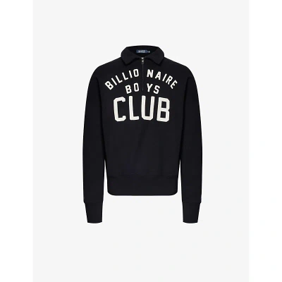Billionaire Boys Club Mens Black Branded Half-zip Cotton-jersey Sweatshirt