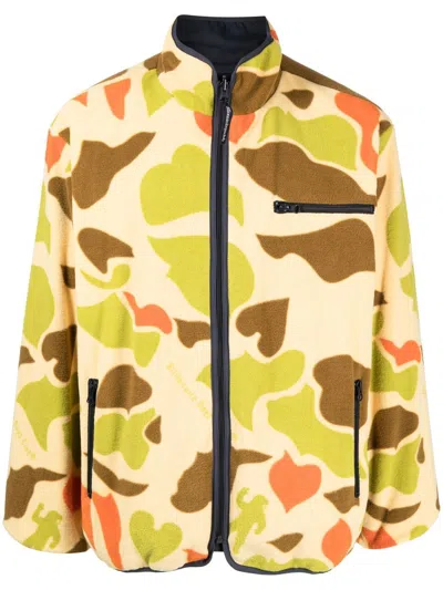 Billionaire Boys Club Camouflage-print Reversible Fleece Jacket In Nude