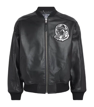 Billionaire Boys Club Leather Astro Bomber Jacket In Black