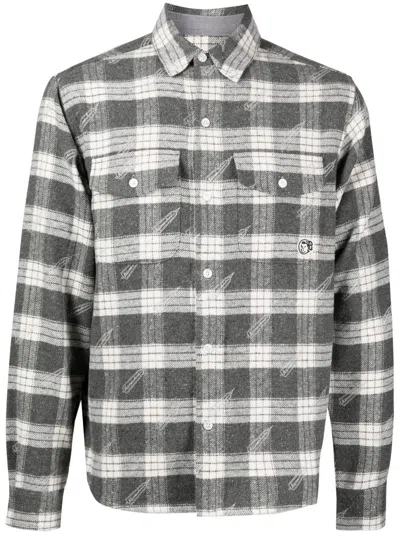 Billionaire Boys Club Logo-patch Checkered Shirt In Grey Check