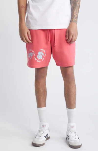 Billionaire Boys Club Mantra Cotton Blend Drawstring Shorts In Rouge Red