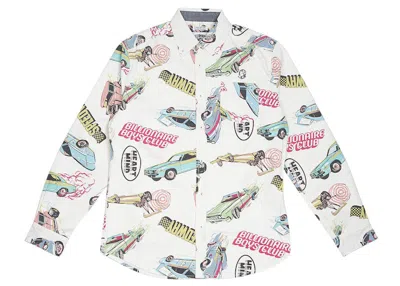 Pre-owned Billionaire Boys Club Men's  Burnout Woven Long Sleeve T-shirt In White
