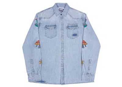 Pre-owned Billionaire Boys Club Men's  Hillside Long Sleeve Shirt In Blue/denim