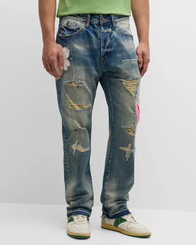 Billionaire Boys Club Men's Pacific Distressed Jeans With Patches In Evo
