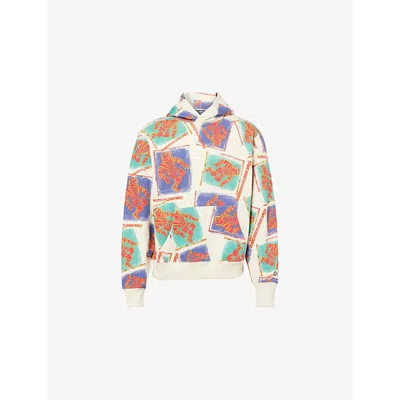 Billionaire Boys Club Mens Graphic-print Kangaroo-pocket Cotton-jersey Hoody Ecru Multi