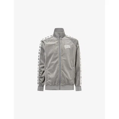 Billionaire Boys Club Mens Charcoal Arch Logo Taped Velour Track Top In Gray