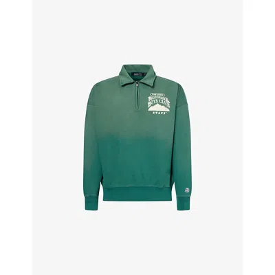 Billionaire Boys Club Mens Green Country Lounge Quarter-zip Cotton-jersey Sweatshirt