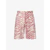 Billionaire Boys Club Mens Pink Zebra Straight-leg Denim Shorts