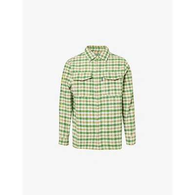 Billionaire Boys Club Mens Yellow Check Spread-collar Brand-embroidered Woven Shirt