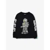 Billionaire Boys Club Robot Long-sleeve Cotton-jersey T-shirt 4-16 Years Black In Black