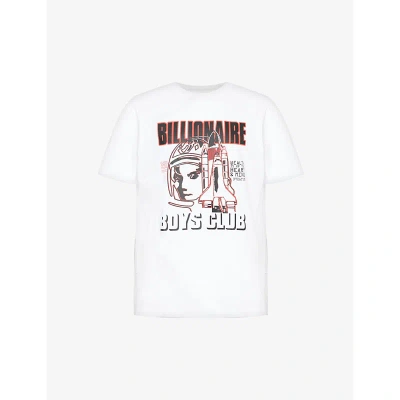 Billionaire Boys Club Mens White Space Program Graphic-print Cotton-jersey T-shirt