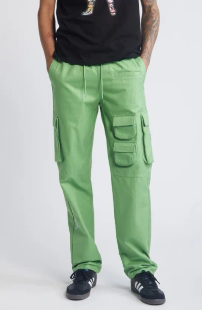 Billionaire Boys Club Terra Cotton Cargo Drawstring Trousers In Green Tea
