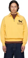 Billionaire Boys Club Yellow Lion Quarter Zip Sweatshirt In Washed Mustard