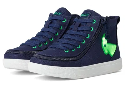 Billy Footwear Light Ups Billy Classic D|r High (little Kid/big Kid) Kid's Shoes Navy/green : 2 Little Kid Xw, Text In Blue