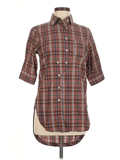 Pre-owned Billy Reid 3/4 Sleeve Button Down Shirt In Brown