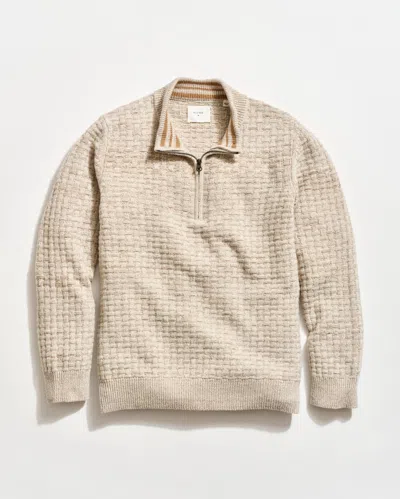 Billy Reid Basketweave Half Zip Sweater In Brown