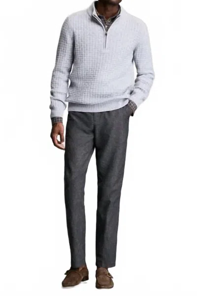 Billy Reid Basketweave Half Zip Sweater Top In Silver Melange In White